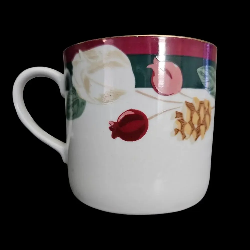 Tienshan Magnolia Fine China Coffee Tea Cups Set of 3 Floral Gold Trim